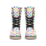 Colorful Polka Dot Pattern Print Winter Boots