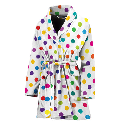 Colorful Polka Dot Pattern Print Women's Bathrobe