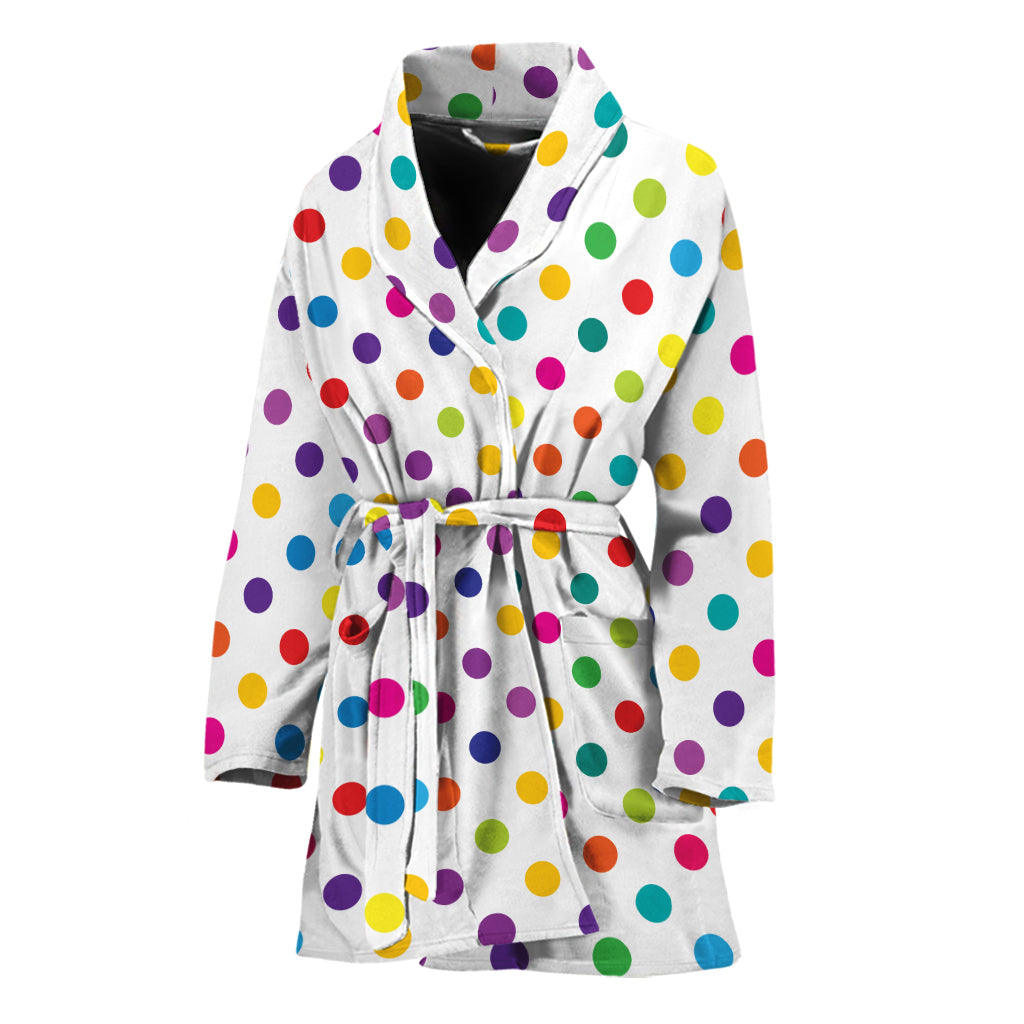 Colorful Polka Dot Pattern Print Women's Bathrobe