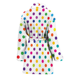 Colorful Polka Dot Pattern Print Women's Bathrobe