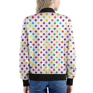 Colorful Polka Dot Pattern Print Women's Bomber Jacket