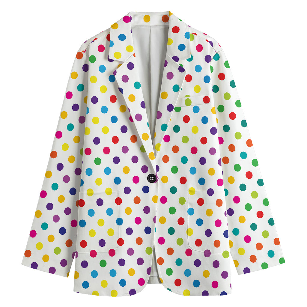 Colorful Polka Dot Pattern Print Women's Cotton Blazer