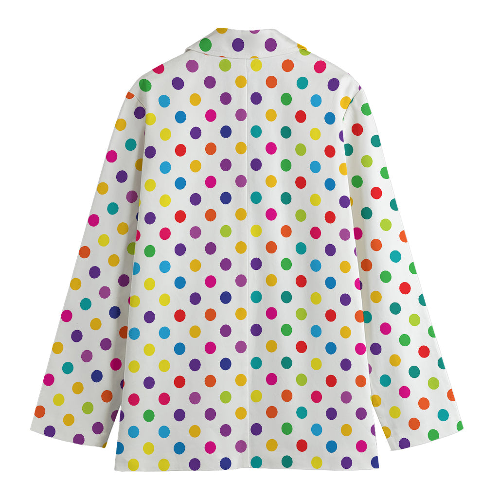 Colorful Polka Dot Pattern Print Women's Cotton Blazer