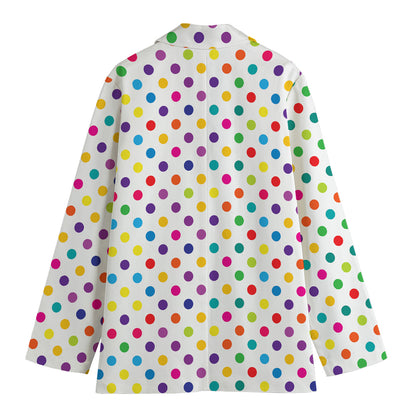 Colorful Polka Dot Pattern Print Women's Cotton Blazer