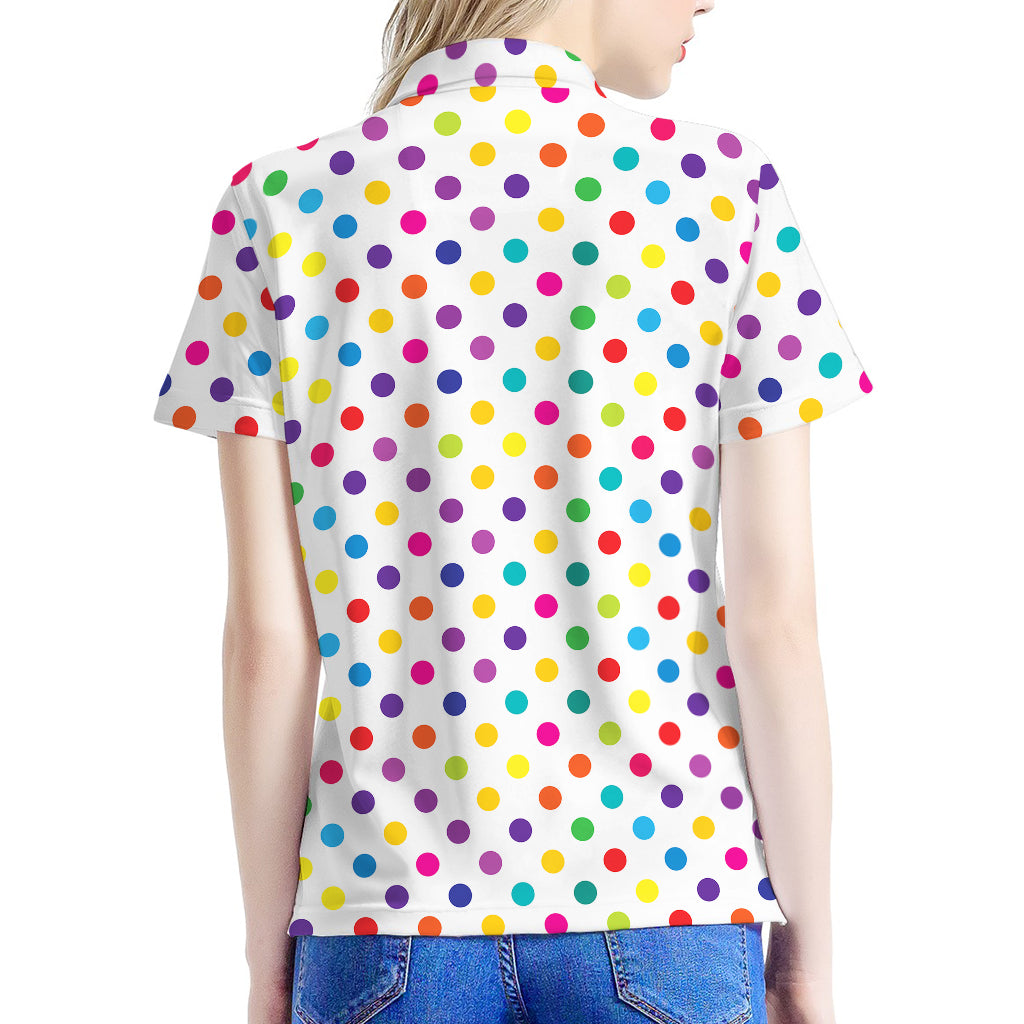 Colorful Polka Dot Pattern Print Women's Polo Shirt