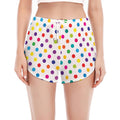 Colorful Polka Dot Pattern Print Women's Split Running Shorts