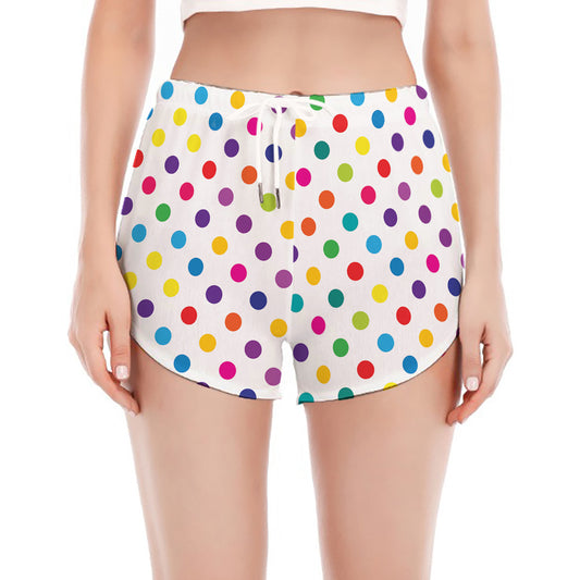 Colorful Polka Dot Pattern Print Women's Split Running Shorts