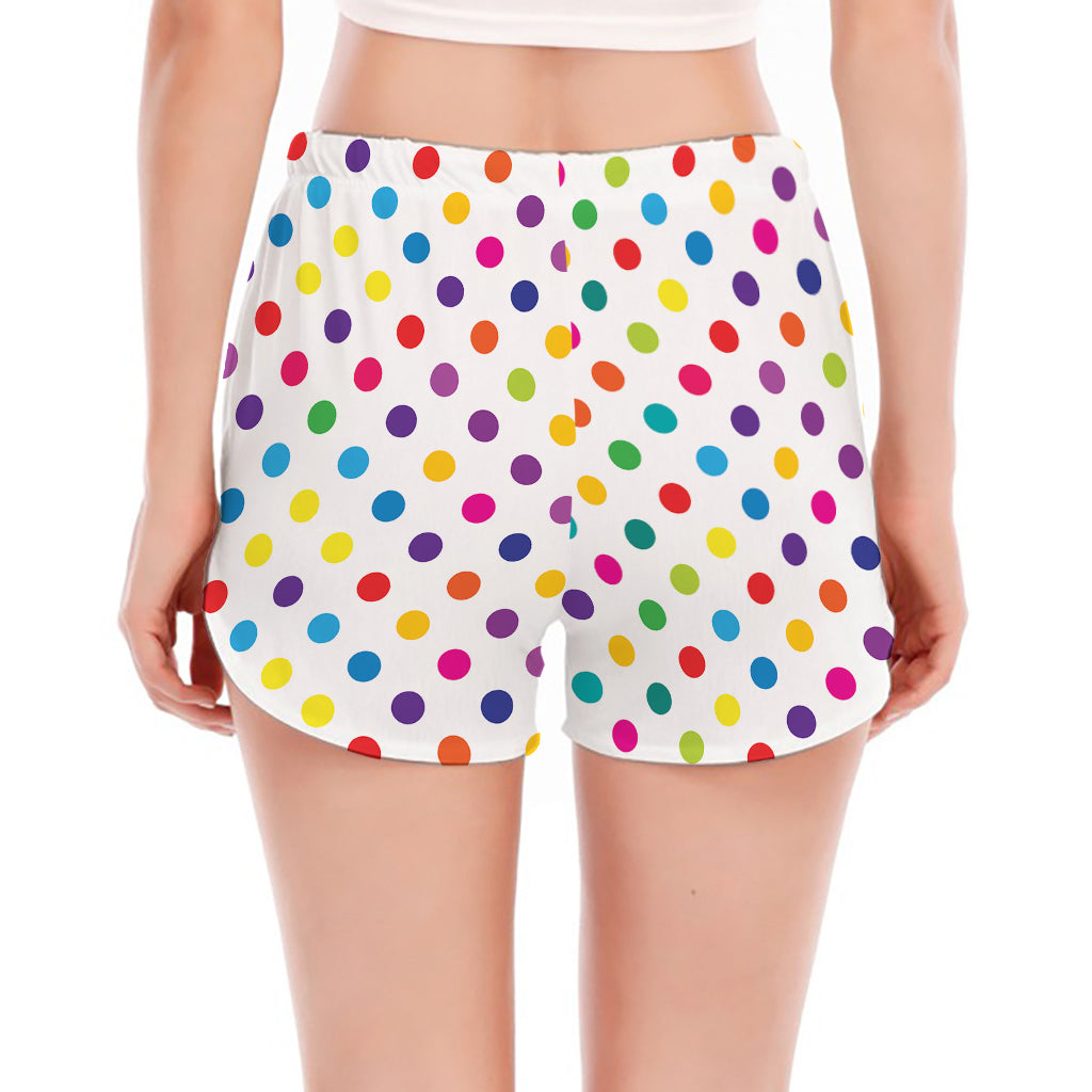 Colorful Polka Dot Pattern Print Women's Split Running Shorts