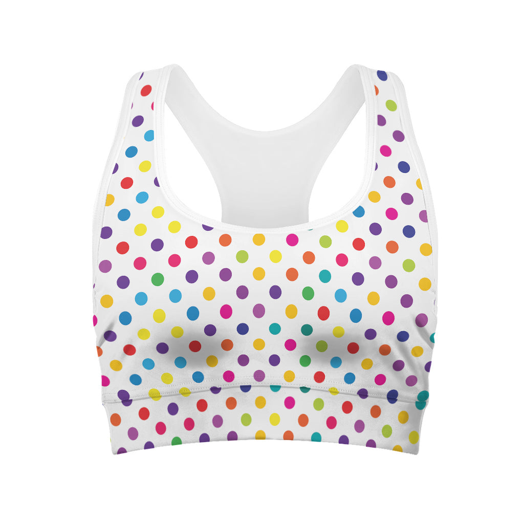 Colorful Polka Dot Pattern Print Women's Sports Bra