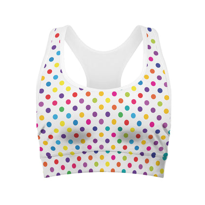 Colorful Polka Dot Pattern Print Women's Sports Bra