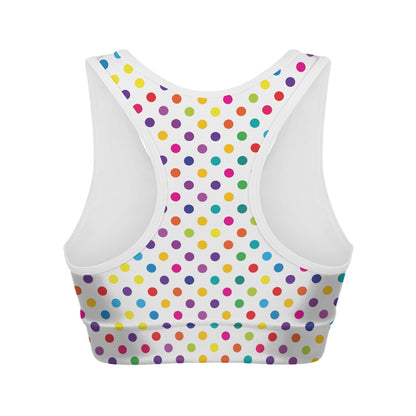 Colorful Polka Dot Pattern Print Women's Sports Bra