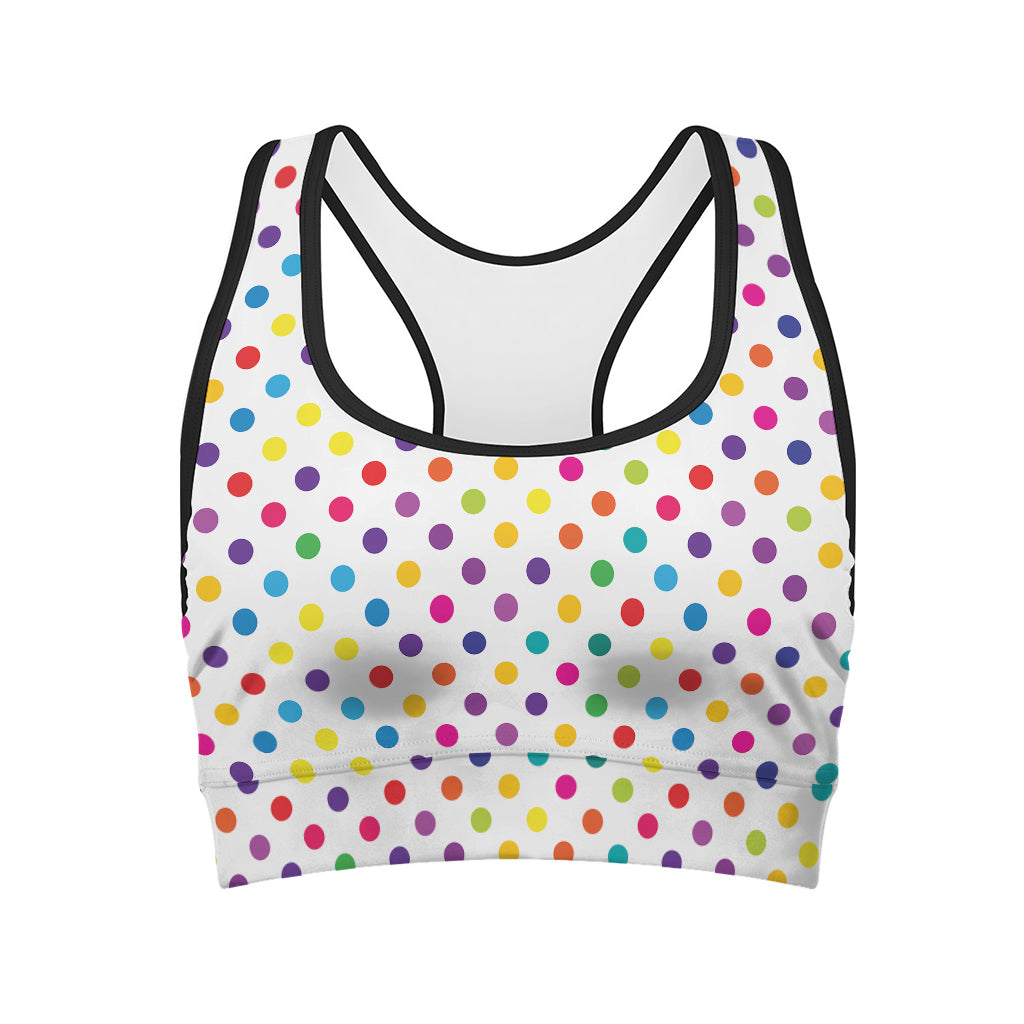 Colorful Polka Dot Pattern Print Women's Sports Bra