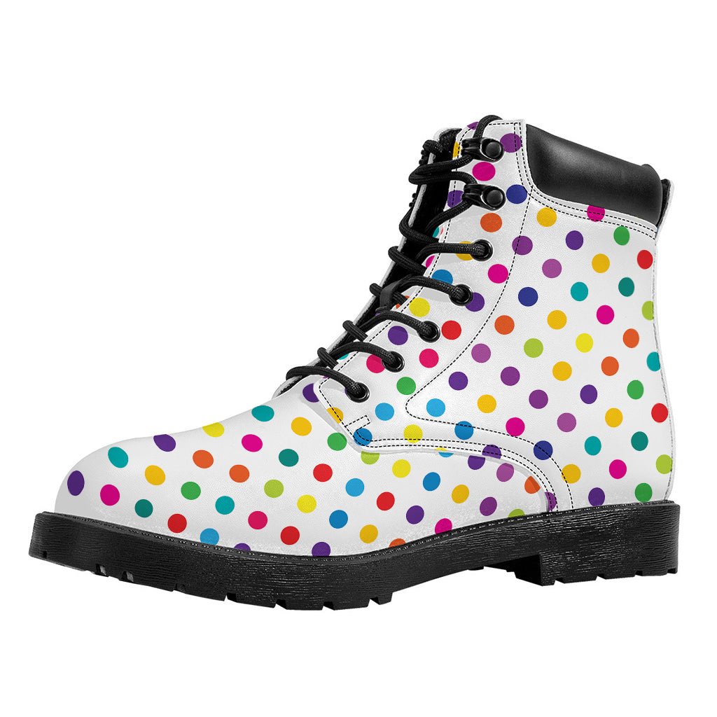 Colorful Polka Dot Pattern Print Work Boots