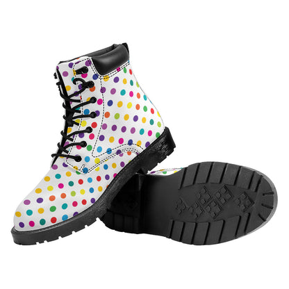 Colorful Polka Dot Pattern Print Work Boots
