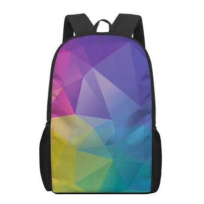 Colorful Polygonal Geometric Print 17 Inch Backpack