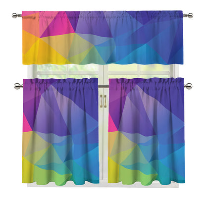 Colorful Polygonal Geometric Print 3 Piece Kitchen Curtains