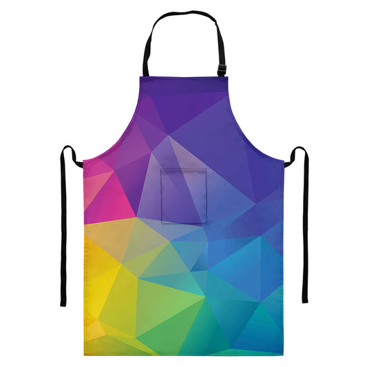 Colorful Polygonal Geometric Print Bib Apron With Pocket