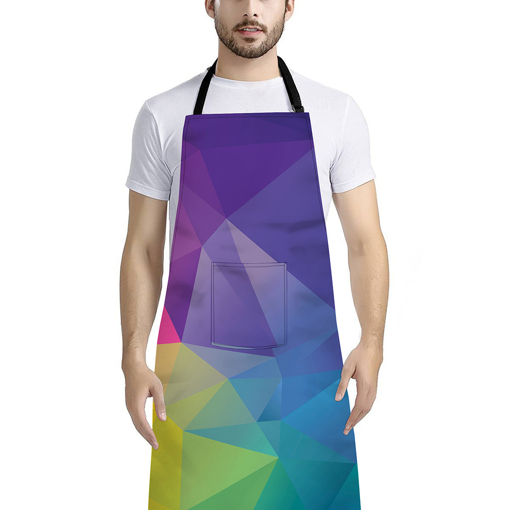 Colorful Polygonal Geometric Print Bib Apron With Pocket