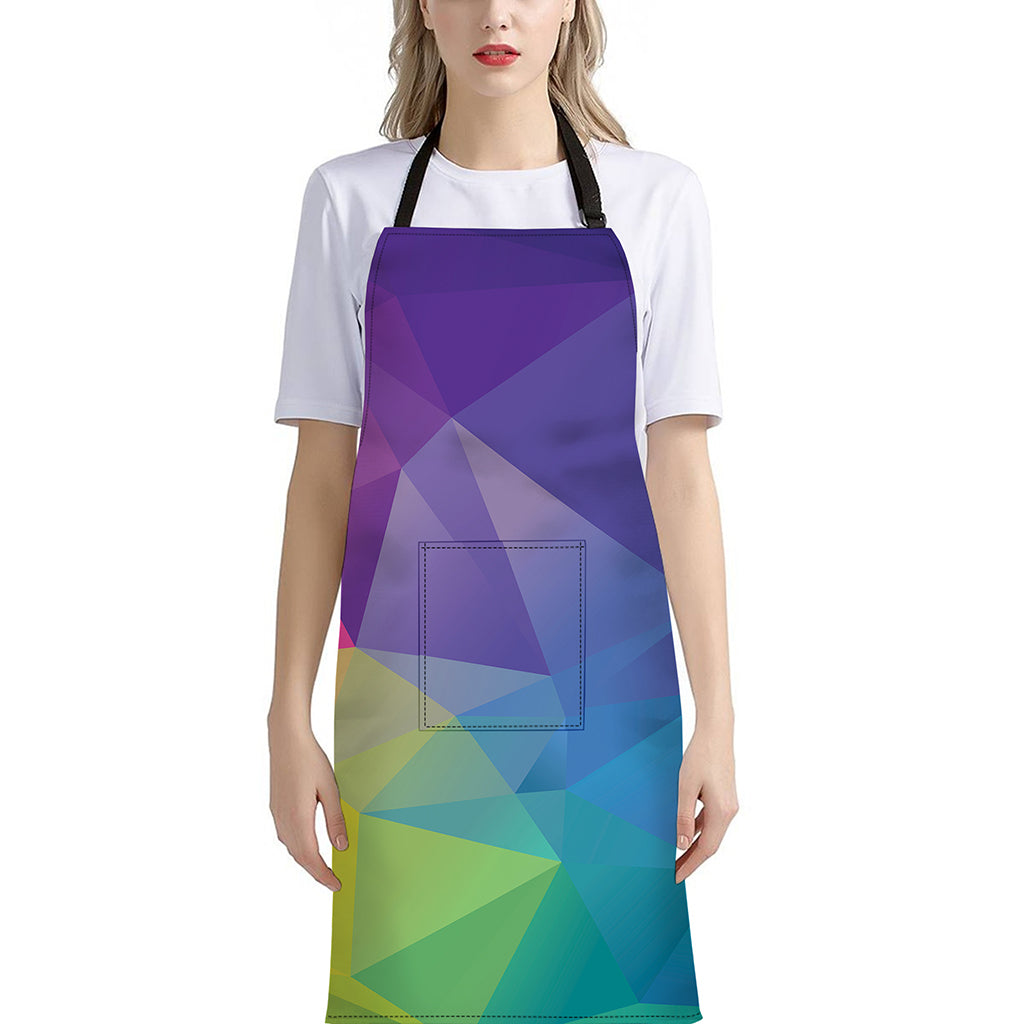 Colorful Polygonal Geometric Print Bib Apron With Pocket