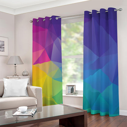 Colorful Polygonal Geometric Print Blackout Grommet Curtains