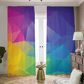 Colorful Polygonal Geometric Print Dimout Pencil Pleat Curtains