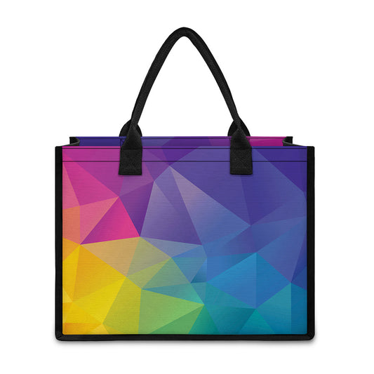 Colorful Polygonal Geometric Print Canvas Tote Bag