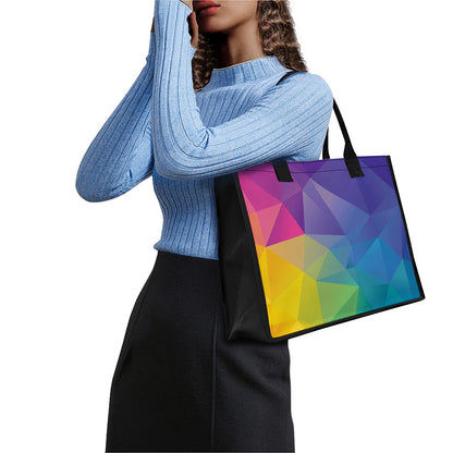 Colorful Polygonal Geometric Print Canvas Tote Bag