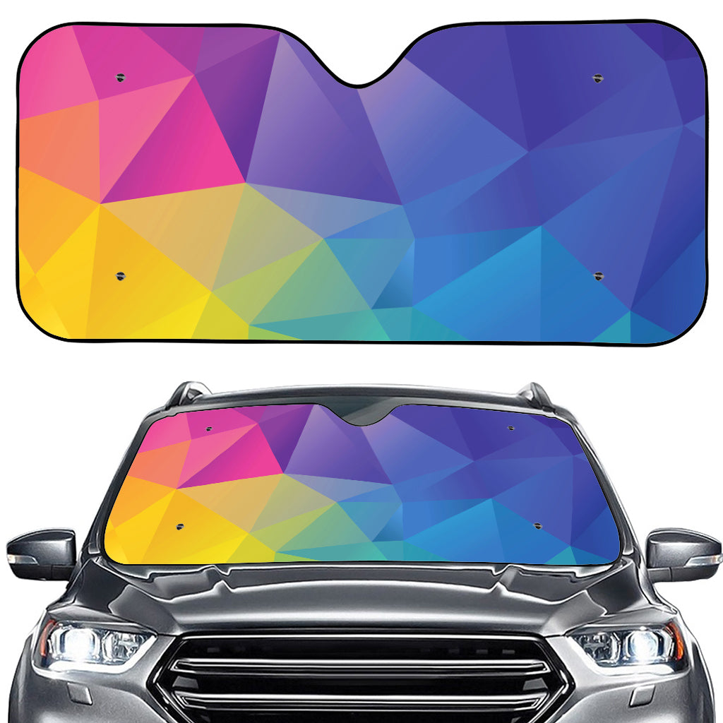 Colorful Polygonal Geometric Print Car Windshield Sun Shade