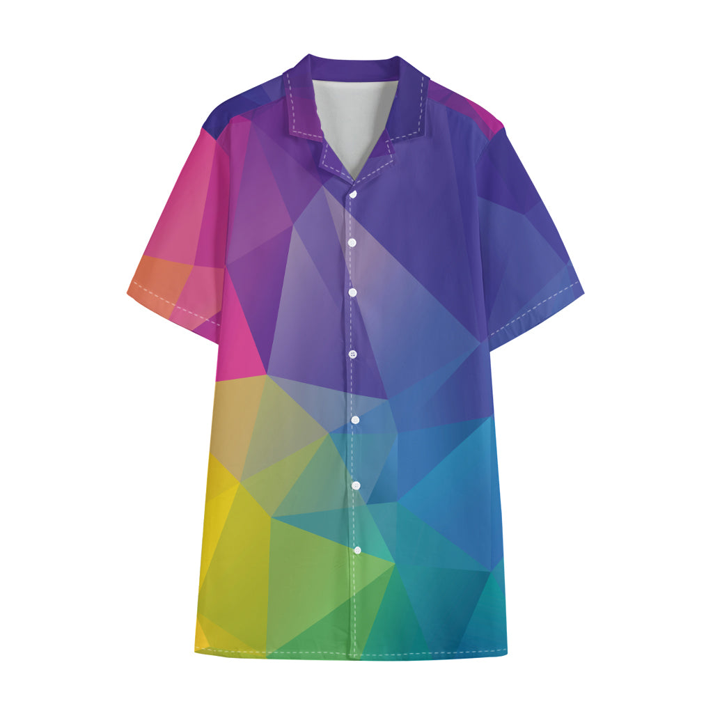 Colorful Polygonal Geometric Print Cotton Hawaiian Shirt