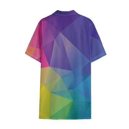 Colorful Polygonal Geometric Print Cotton Hawaiian Shirt