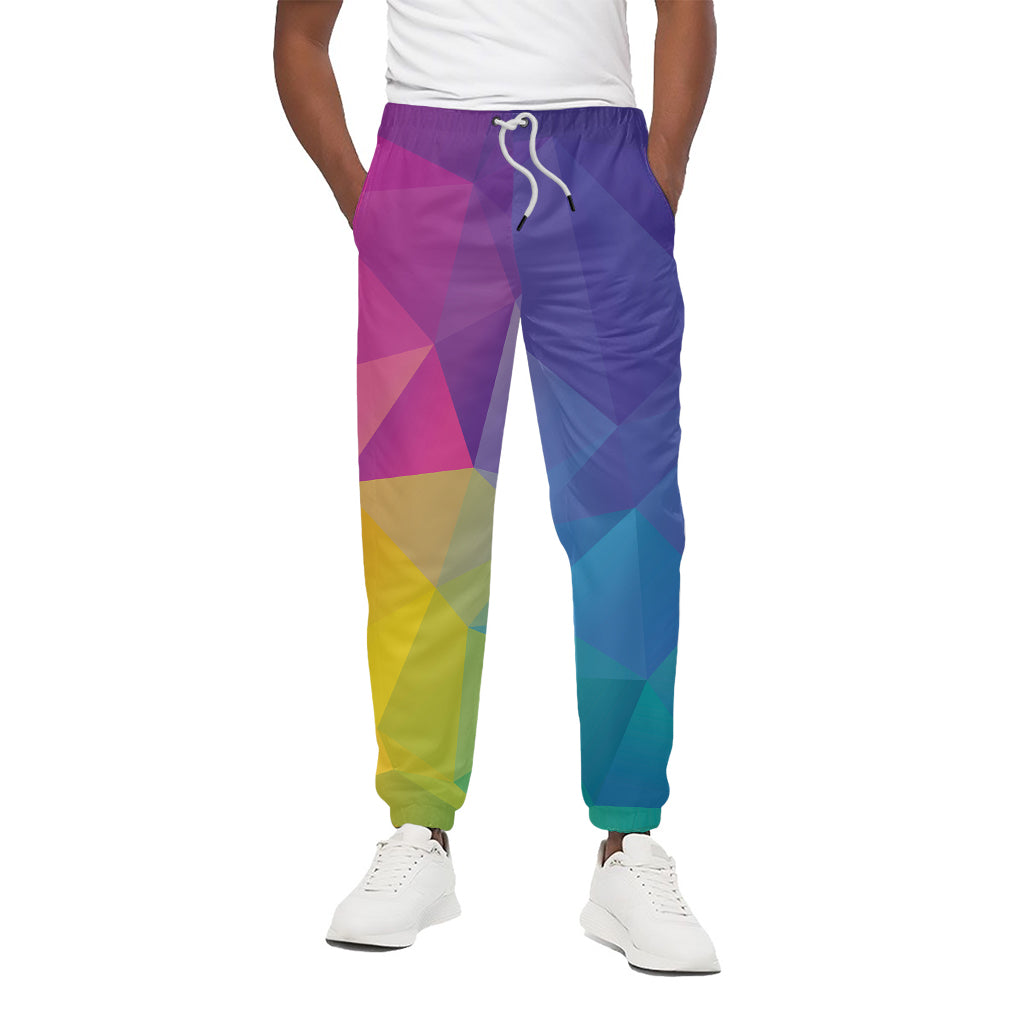 Colorful Polygonal Geometric Print Cotton Pants