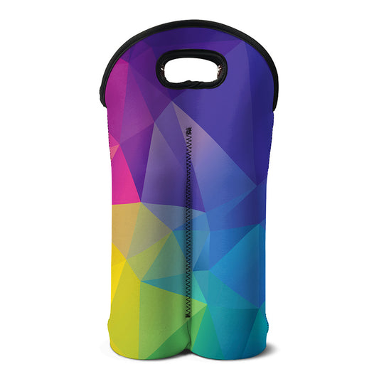 Colorful Polygonal Geometric Print Double Neoprene Wine Tote