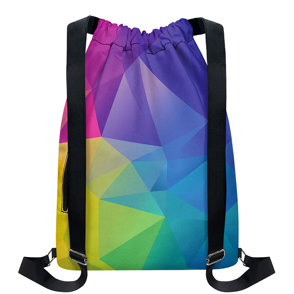 Colorful Polygonal Geometric Print Drawstring Backpack