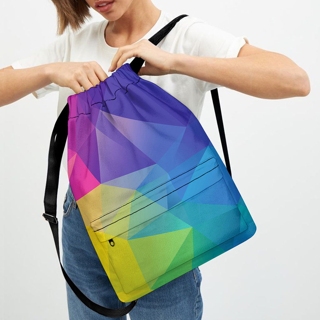 Colorful Polygonal Geometric Print Drawstring Backpack