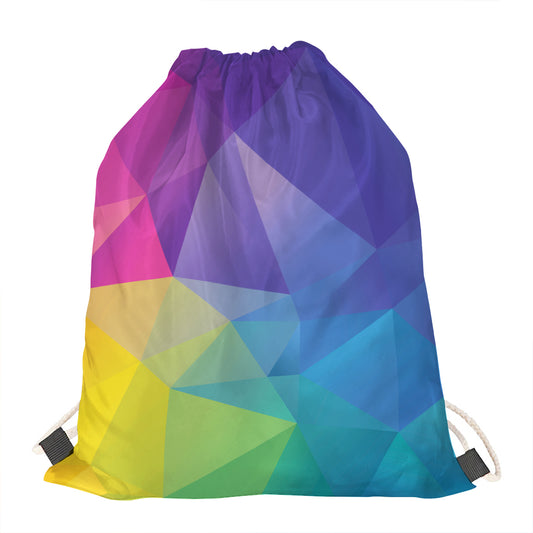 Colorful Polygonal Geometric Print Drawstring Bag