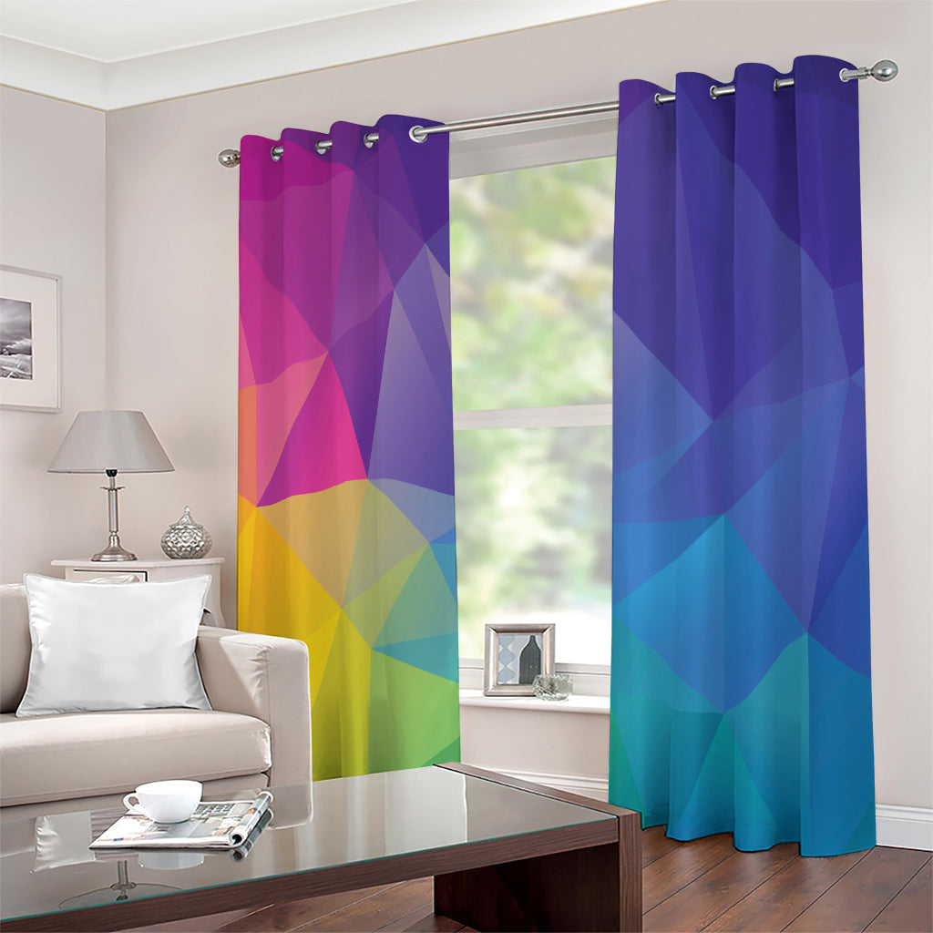 Colorful Polygonal Geometric Print Extra Wide Grommet Curtains