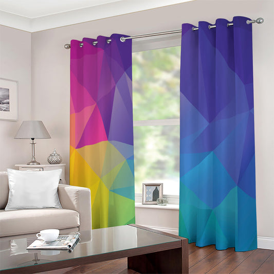 Colorful Polygonal Geometric Print Extra Wide Grommet Curtains