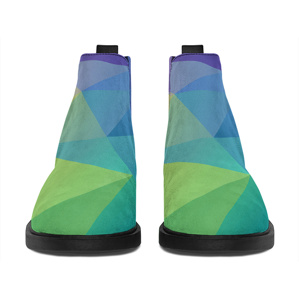 Colorful Polygonal Geometric Print Flat Ankle Boots