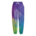 Colorful Polygonal Geometric Print Fleece Lined Knit Pants