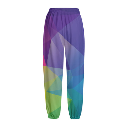 Colorful Polygonal Geometric Print Fleece Lined Knit Pants
