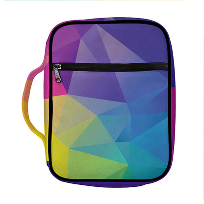 Colorful Polygonal Geometric Print Front Pocket Bible Bag