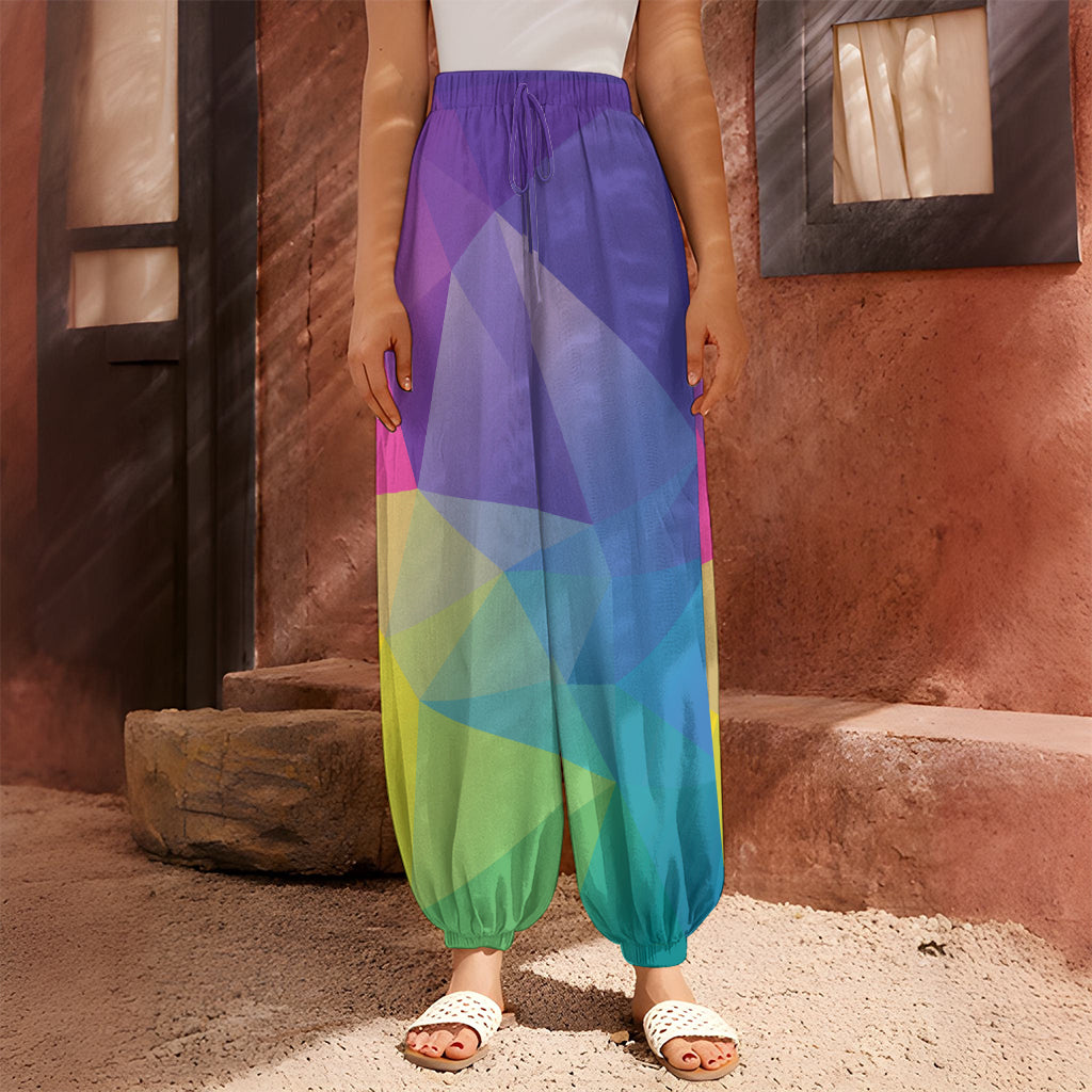 Colorful Polygonal Geometric Print Harem Pants