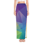 Colorful Polygonal Geometric Print High Slit Maxi Skirt