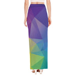Colorful Polygonal Geometric Print High Slit Maxi Skirt