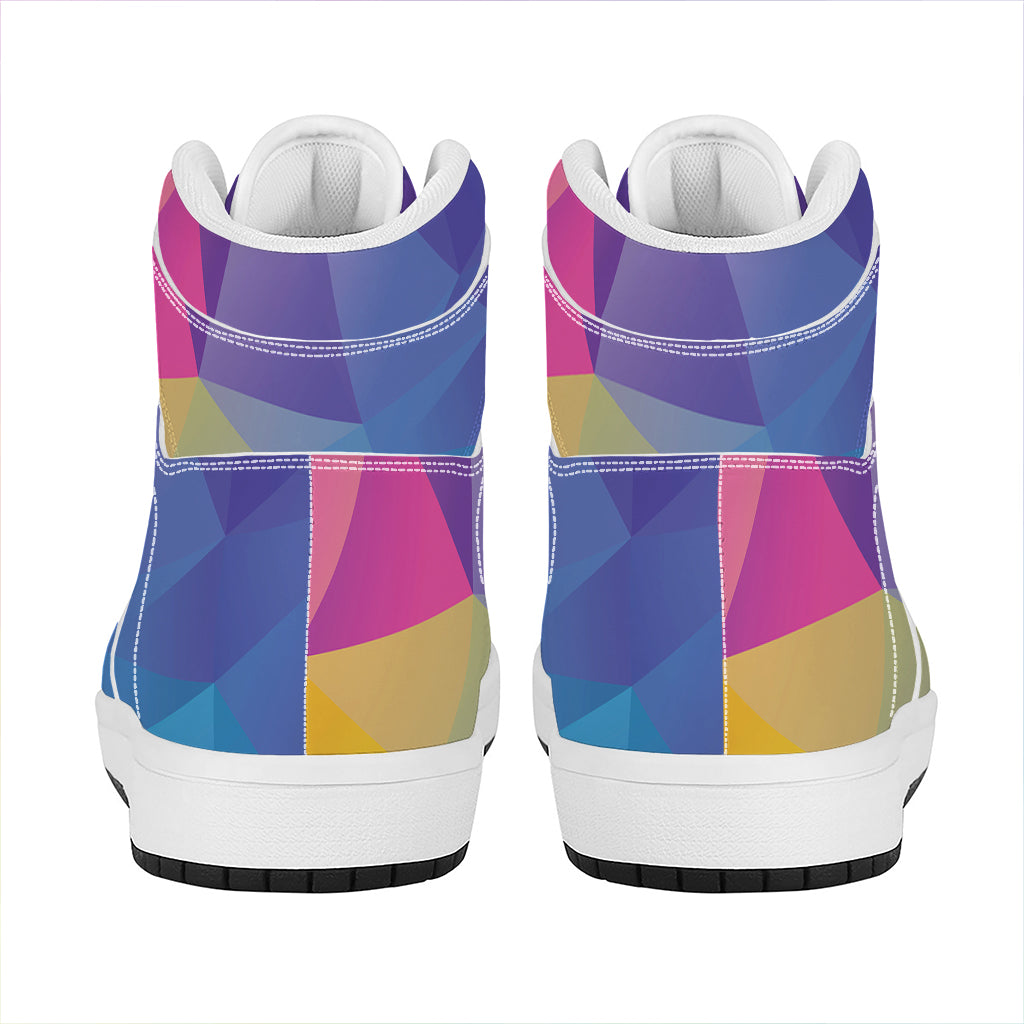 Colorful Polygonal Geometric Print High Top Leather Sneakers