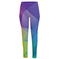 Colorful Polygonal Geometric Print High-Waisted Pocket Leggings