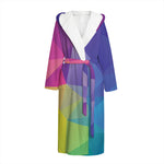 Colorful Polygonal Geometric Print Hooded Bathrobe