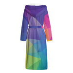 Colorful Polygonal Geometric Print Hooded Bathrobe