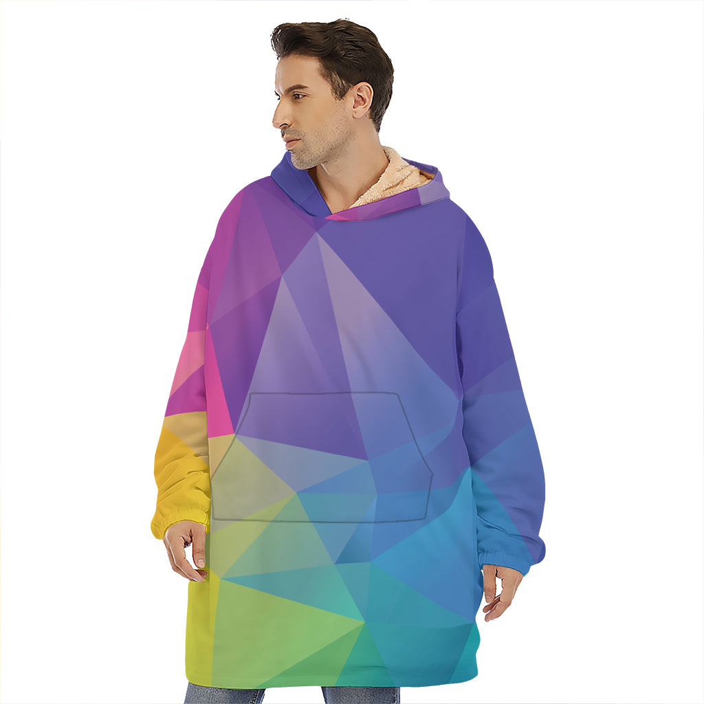 Colorful Polygonal Geometric Print Hoodie Blanket