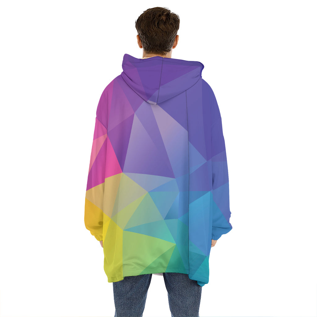Colorful Polygonal Geometric Print Hoodie Blanket